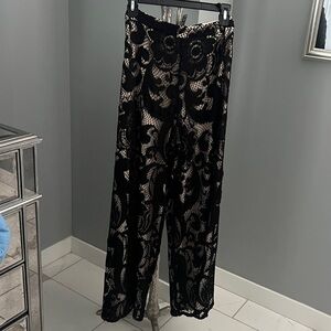 Black Lace Overlay Pants